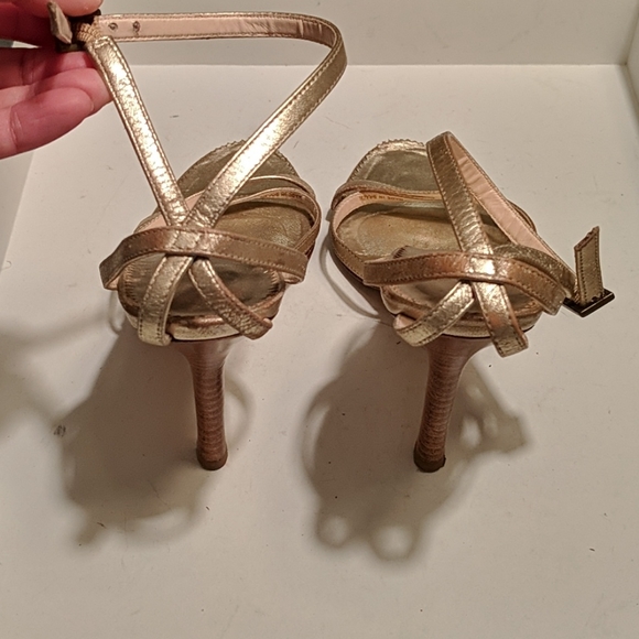 BCBGMaxAzria Gold Leather Strappy Sandals - Picture 3 of 6